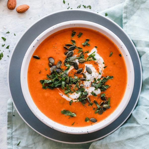Bowl of roast pumpkin soup
